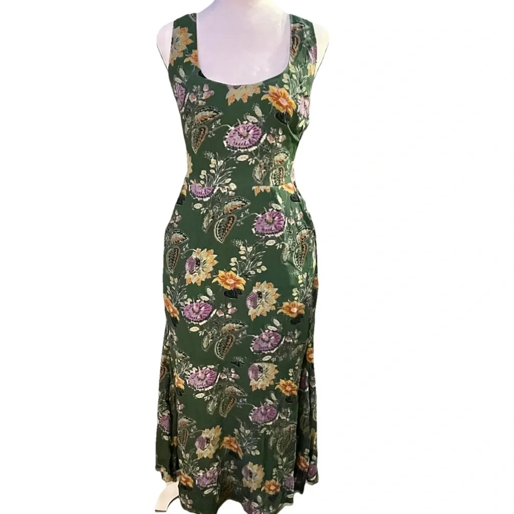 Equipment Femme Everett Eden Multi Floral Sleeveles Scoop Maxi Dress Green 0 NEW - Picture 11 of 15